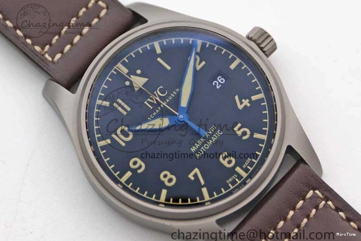 MIROTIME 0312 Mark XVIII IW327006 Titanium M+F 1:1 Best Edition Black Dial on Brown Leather Strap A Efficient 7052